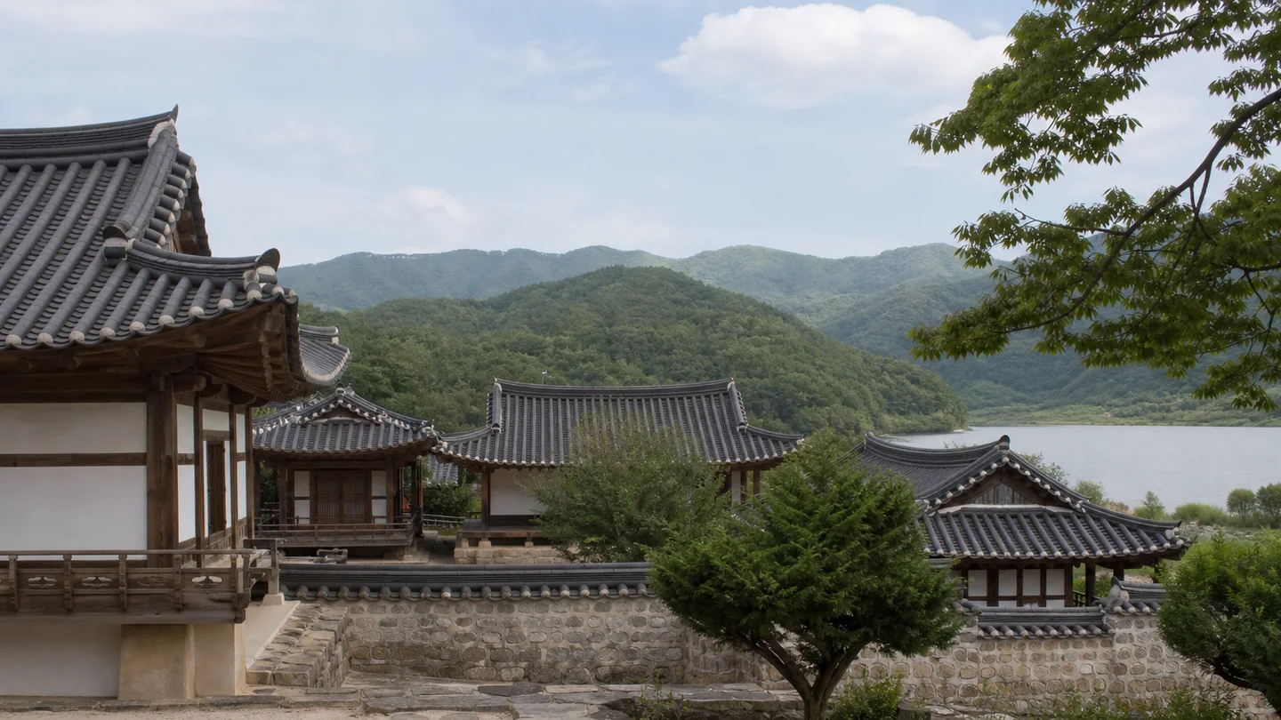 숲과 산을 배경으로 전통 전각이 모인 안동 봉정사 경내