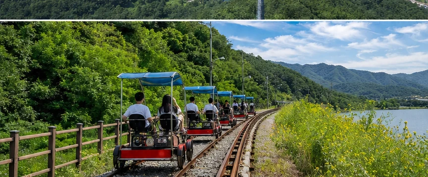 삼악산 호수케이블카와 의암호 전망을 표현한 이미지