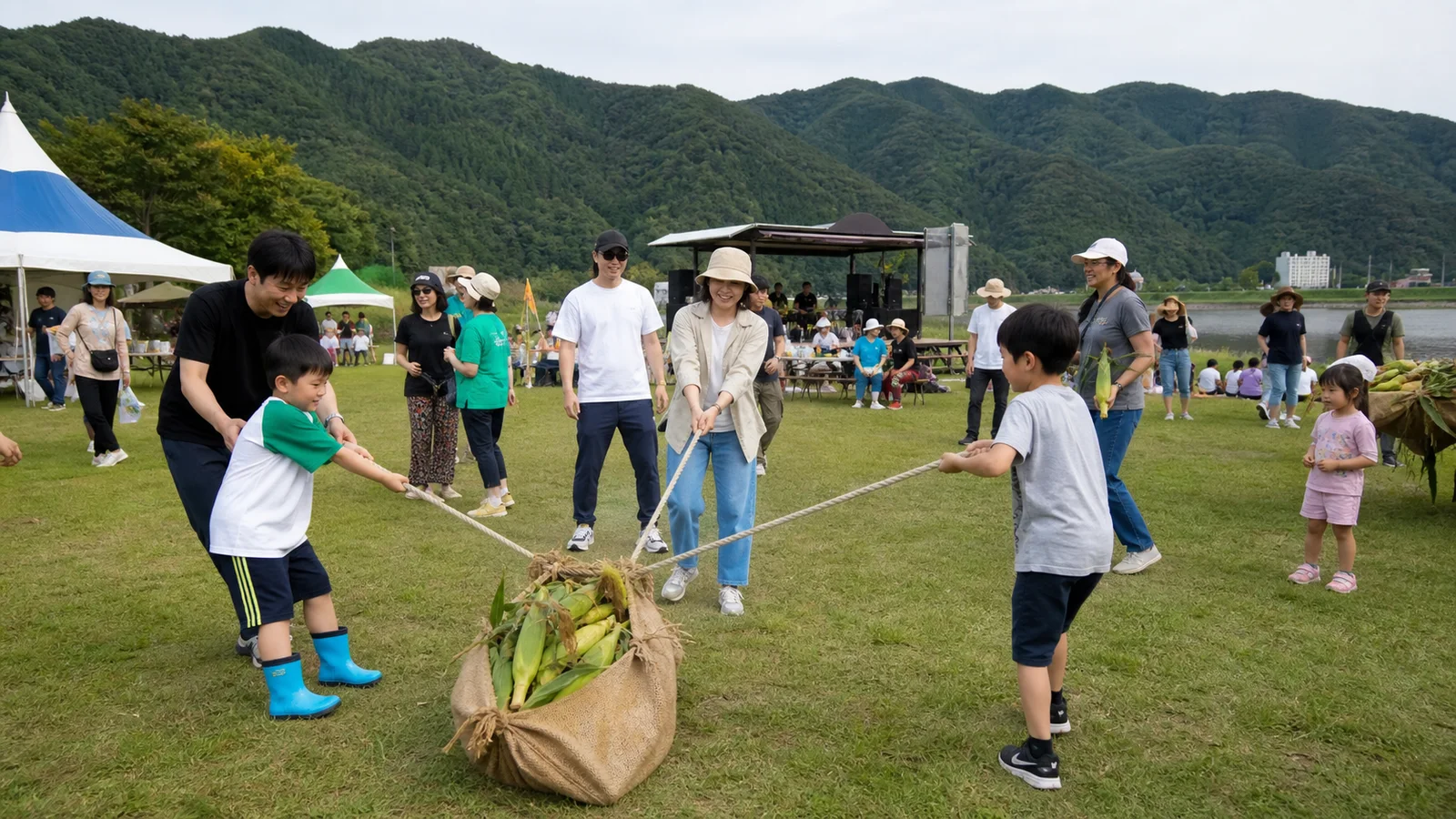 홍천 찰옥수수축제 잔디마당의 가족 체험