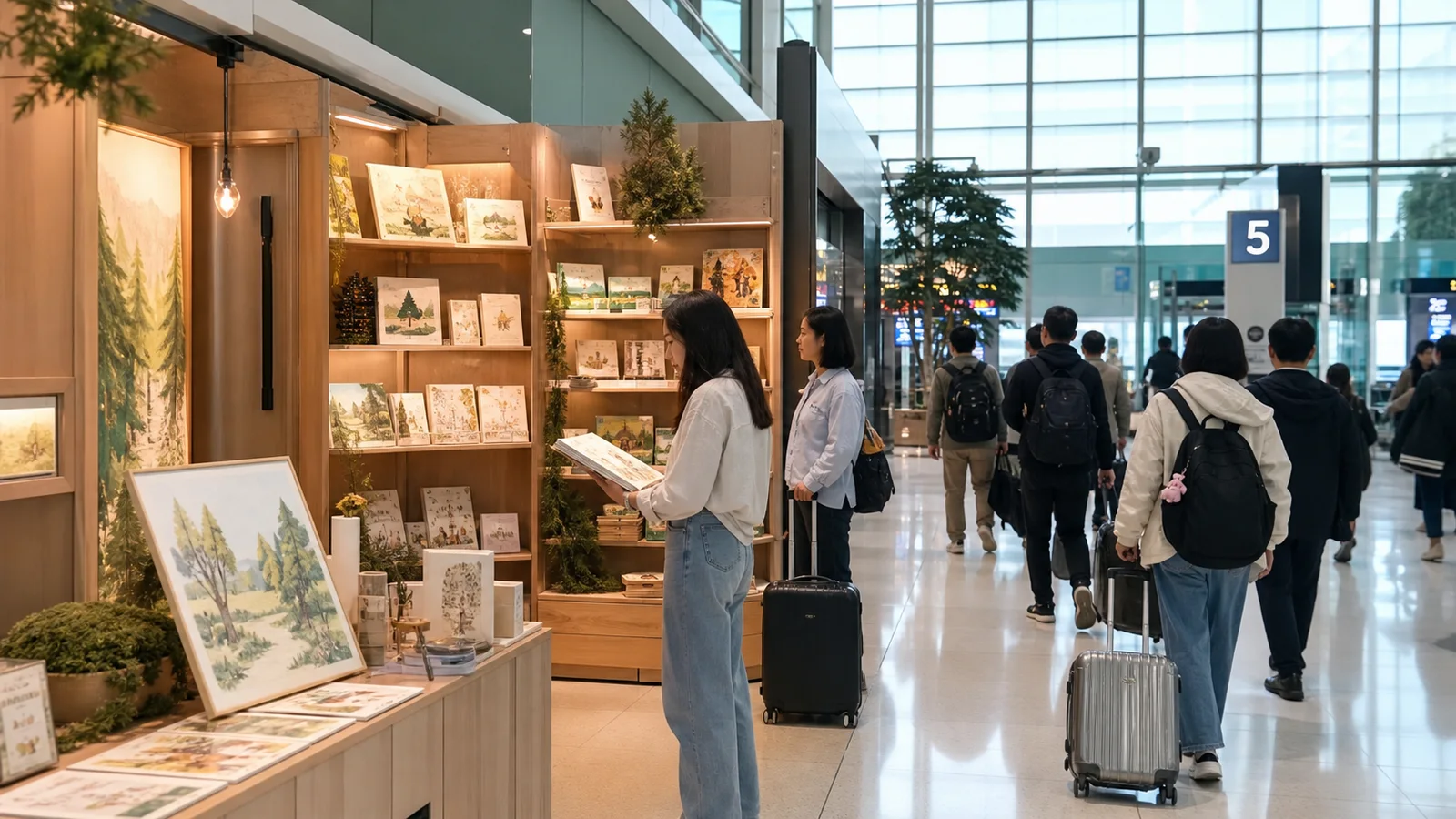 제주공항 도착층의 전시 연계 팝업스토어 공간